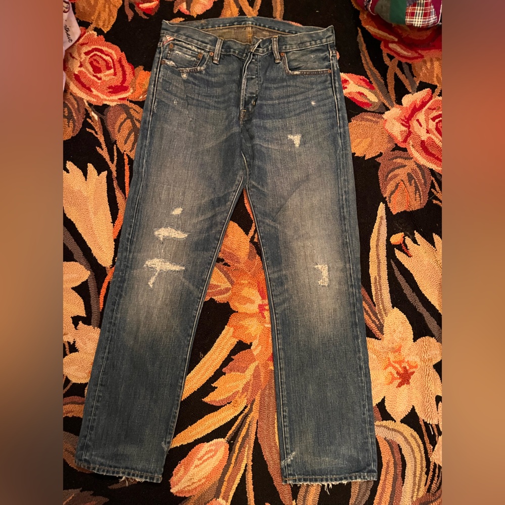 Mens Denim & Supply Ralph Lauren distressed strait leg jeans